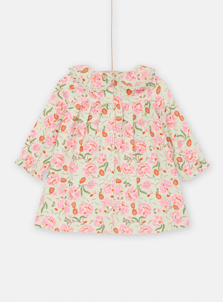 Robe en twill avec un motif fleurs bébé fille