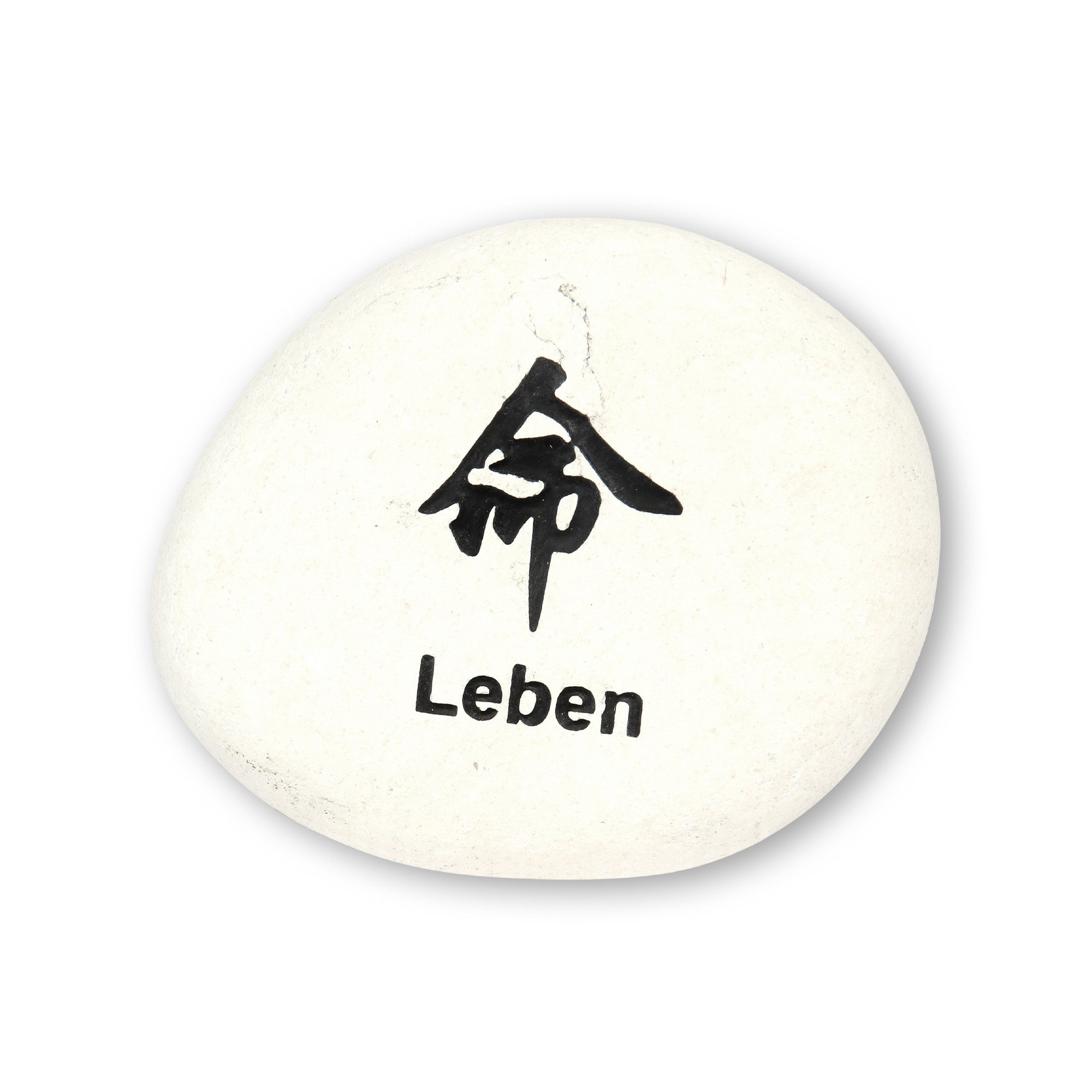 Flusskieselstein 'Leben', weiß, T 8 cm, B 8 cm von fischer's lagerhaus