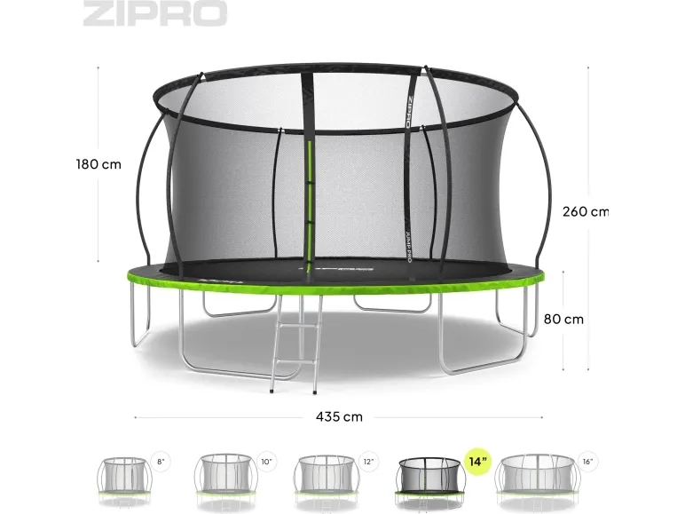 Zipro Trampolin med indendørs net Jump Pro 12FT 374cm   skopose