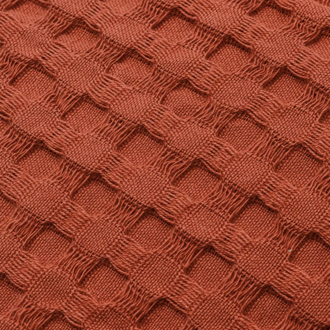 Couvre-lit coton nid d'abeille (220 x 250 cm) Maya Terracotta
