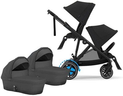 Cybex e-Gazelle S Tvillingvogn, Moon Black/Black