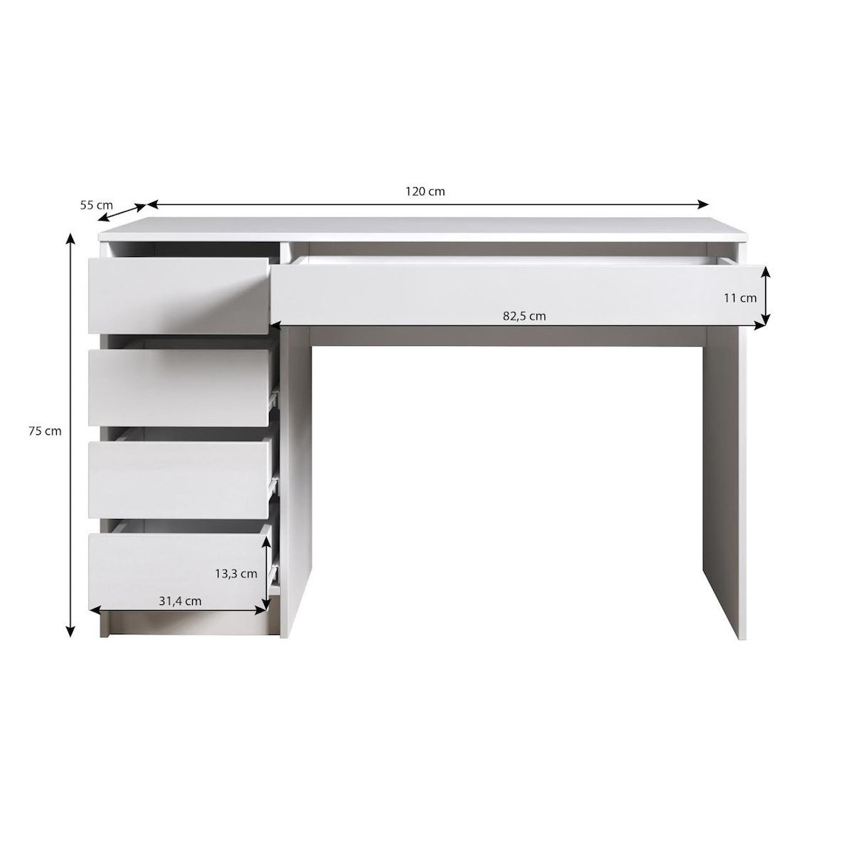 Meubella - Kaptafel Arco - Wit - 120 cm