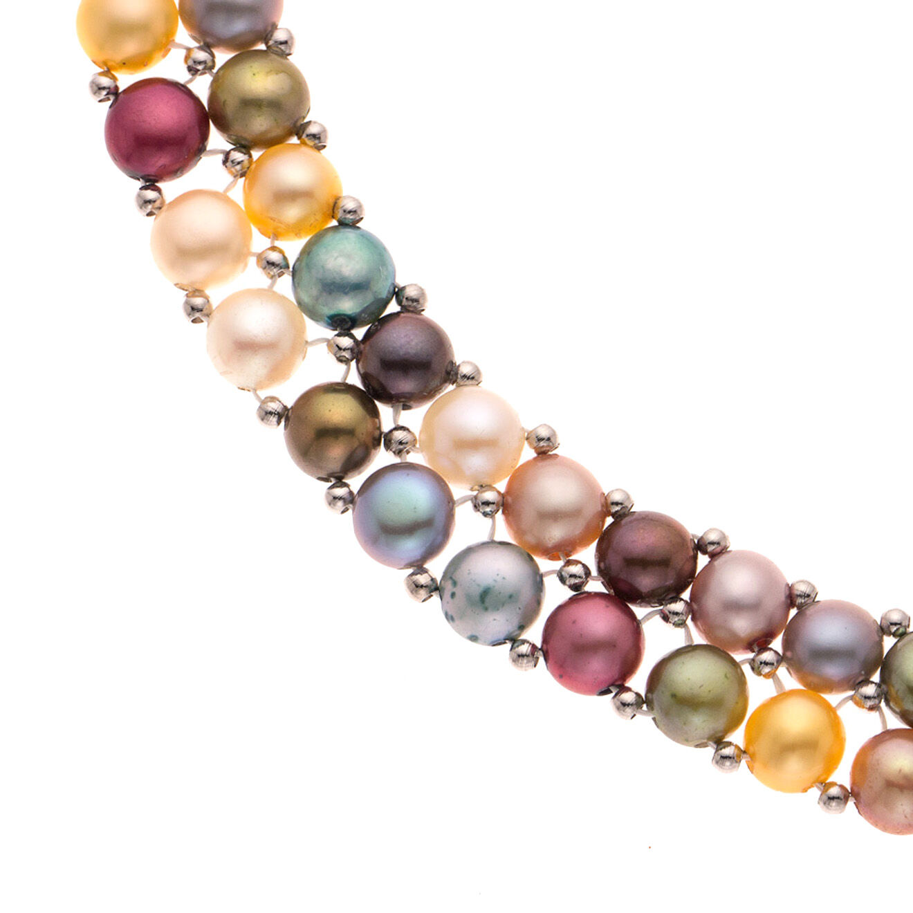 Pearl Addict Collier 2 Rangs Argent & Perles d'Eau Douce multicolores