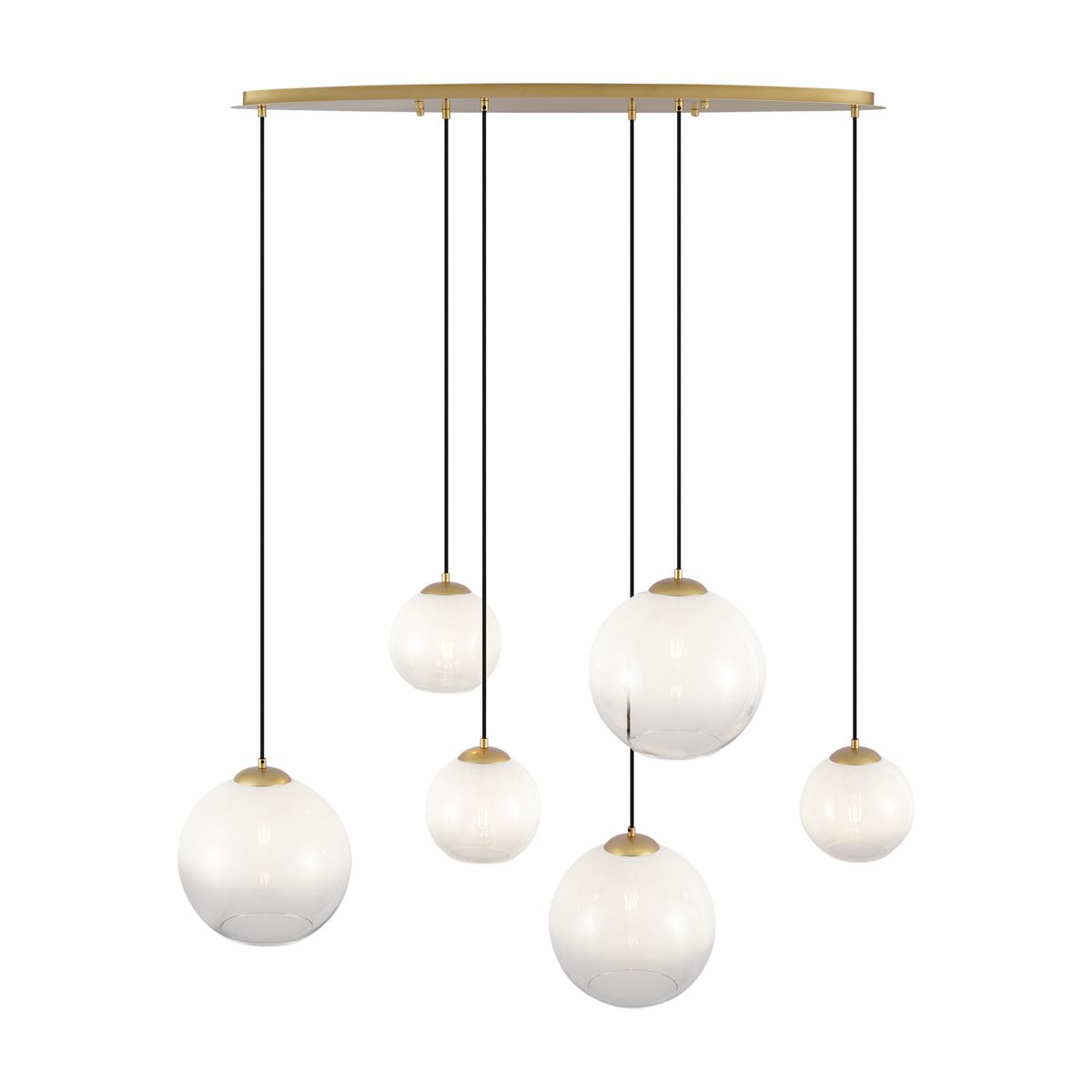Hotel Chique hanglamp messing met wit glas langwerpig 6-lichts - Misty
