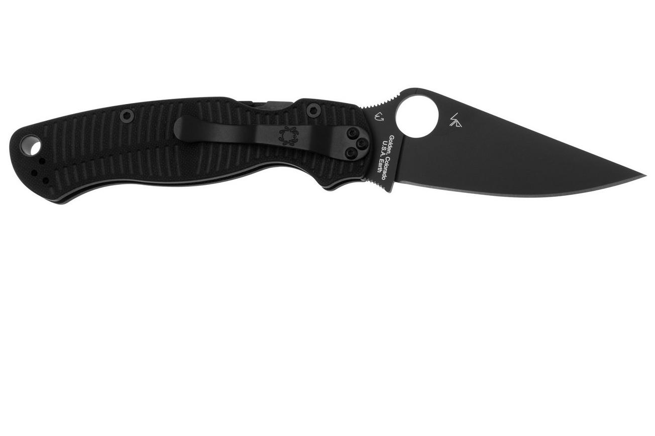 Spyderco Paramilitary 2 Salt, CPM MagnaCut Black DLC, Black G10 C81GMCBKP2 zakmes