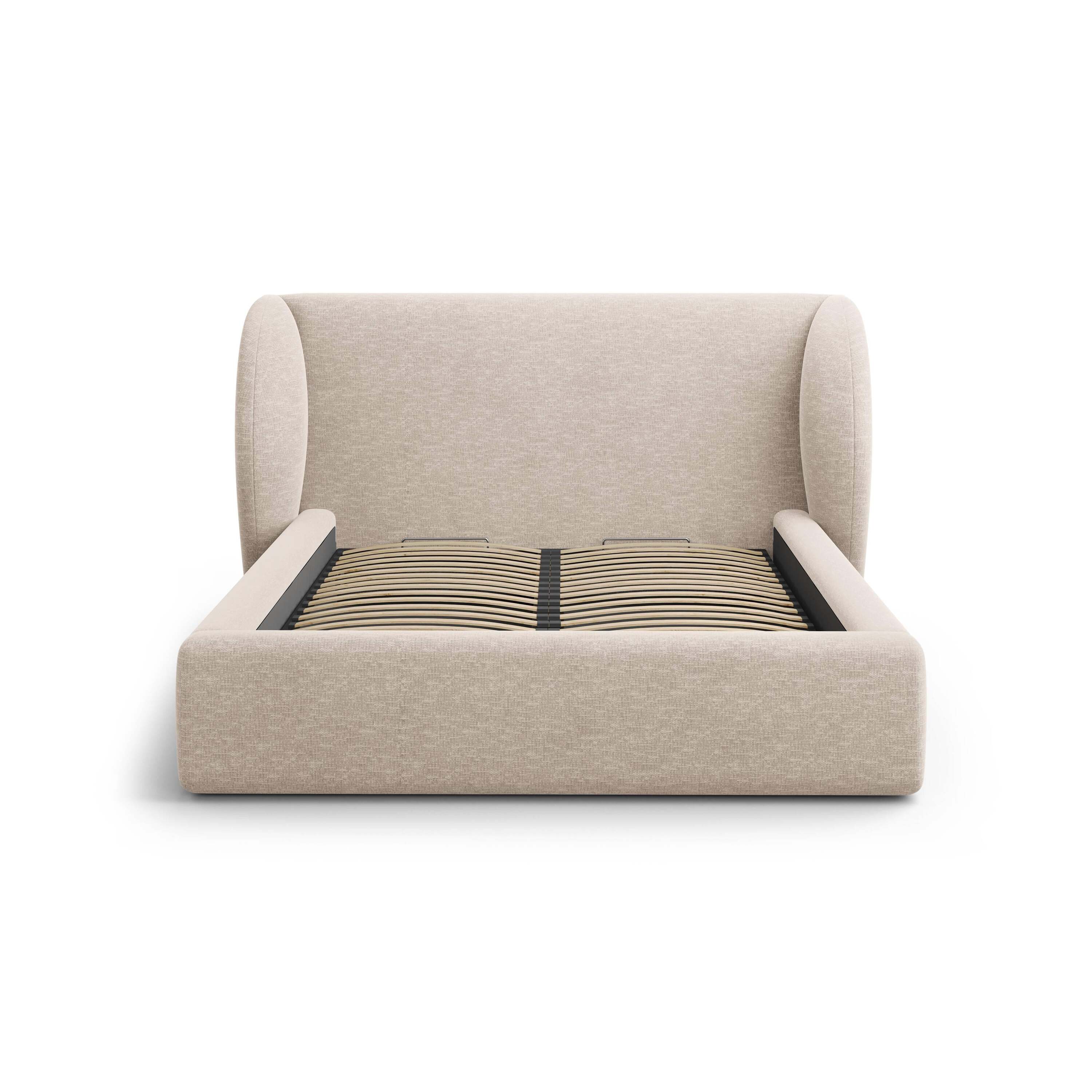 Micadoni Bedframe Miley met Opbergruimte - 200 x 200 cm - Chenille - Beige