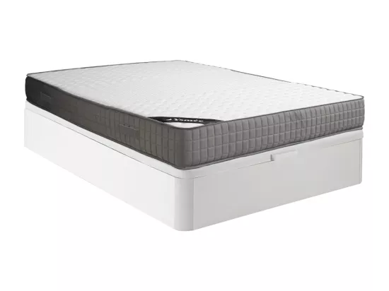 Ensemble 140 x 190 cm sommier coffre blanc + matelas mousse et accueil mémoire de forme 11 zones ép.22cm - DANEVO de YSMÉE