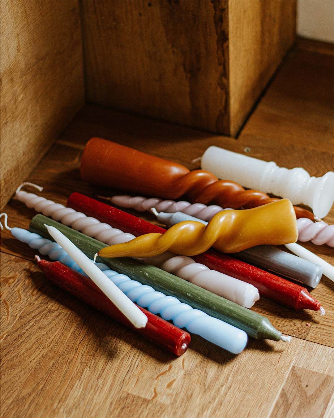 Dinerkaars gedraaid, celadon groen, 29 cm, set van 2