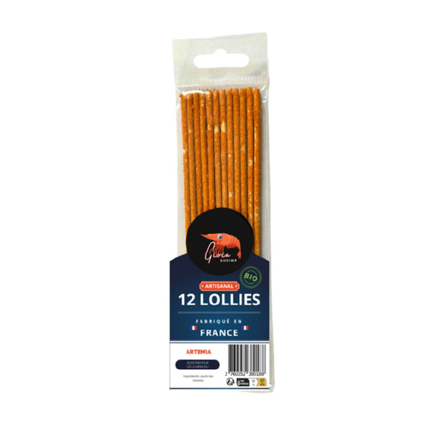 Palitos de camarão Gioia, alimento para camarão Artemia.