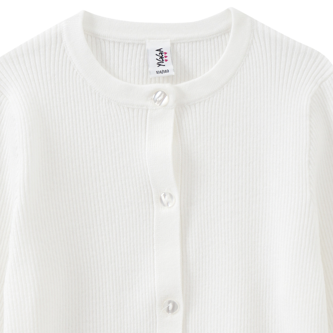 Yigga Mädchen Strickjacke mit Rippstruktur weiss