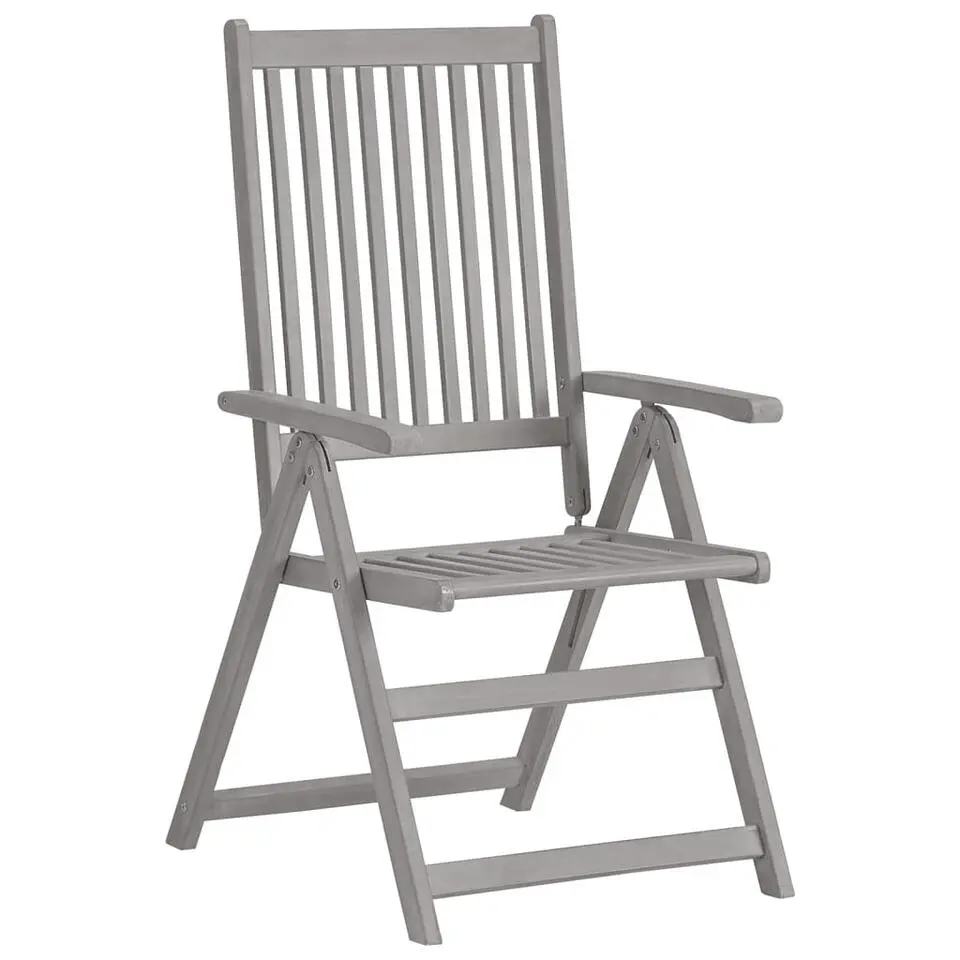 vidaXL - Verstelbare tuinstoelen met kussens - Grijs - Acaciahout - 2 stuks
