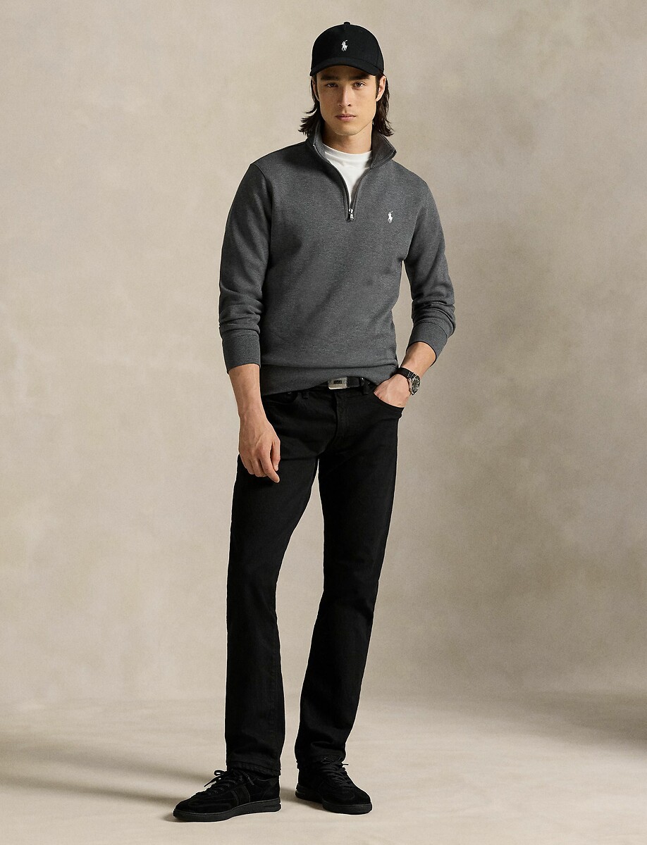 POLO RALPH LAUREN<br>Suéter com meio zíper e tecnologia de malha dupla