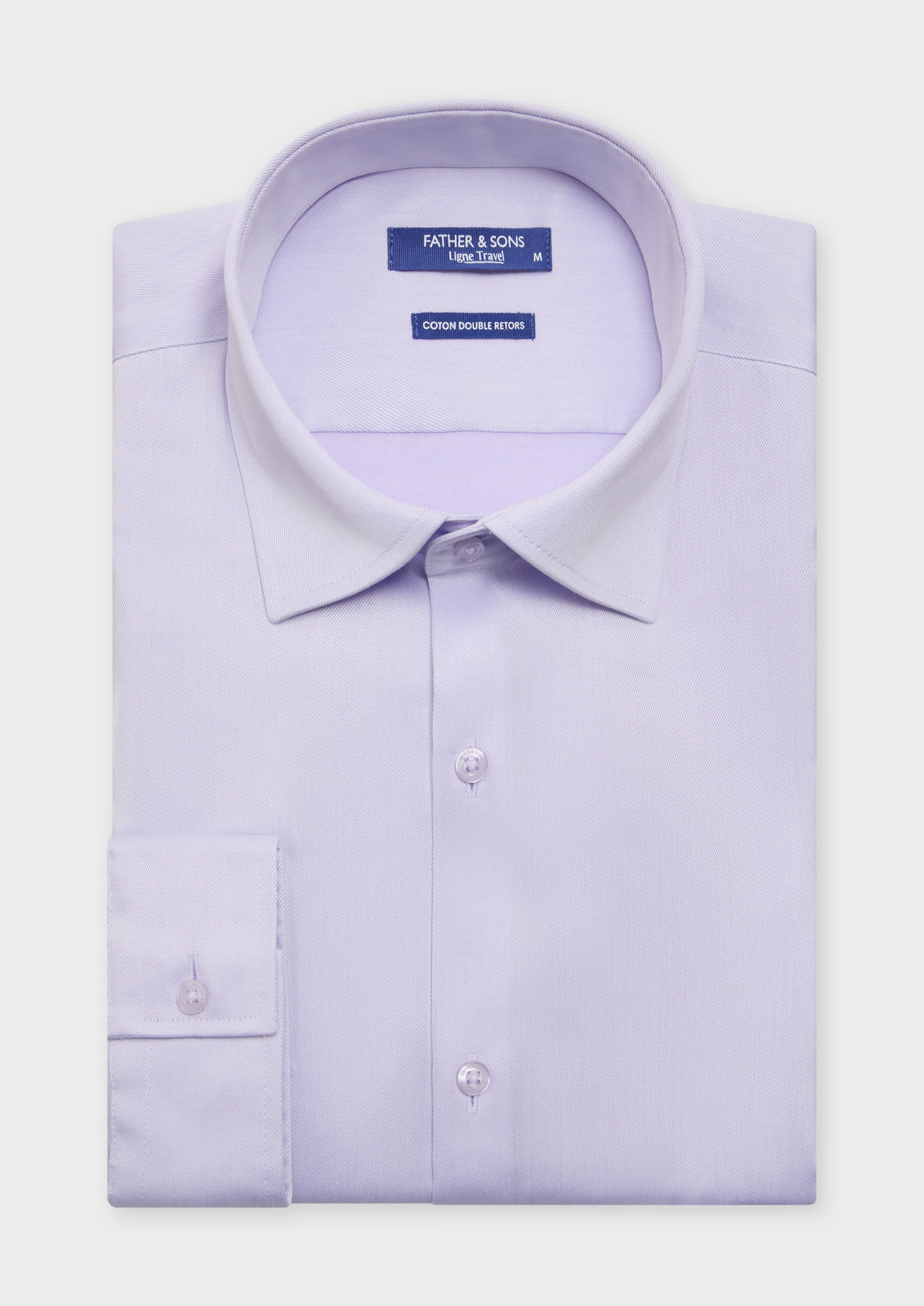 Chemise habillée non-iron Slim en twill de coton uni lilas
