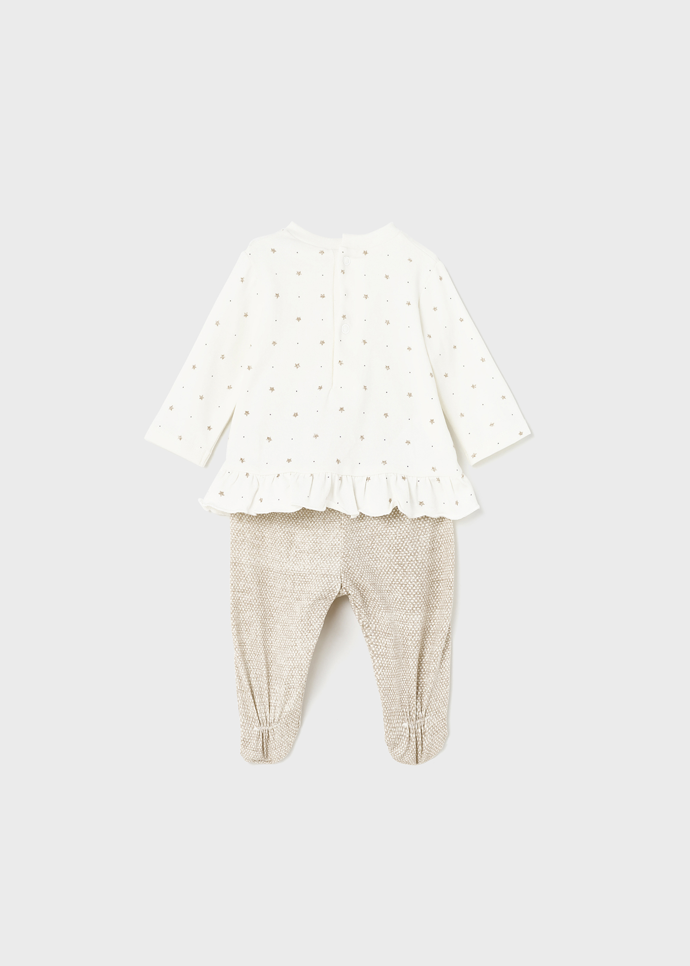 Conjunto de 2 peças em algodão sustentável para recém-nascidos.