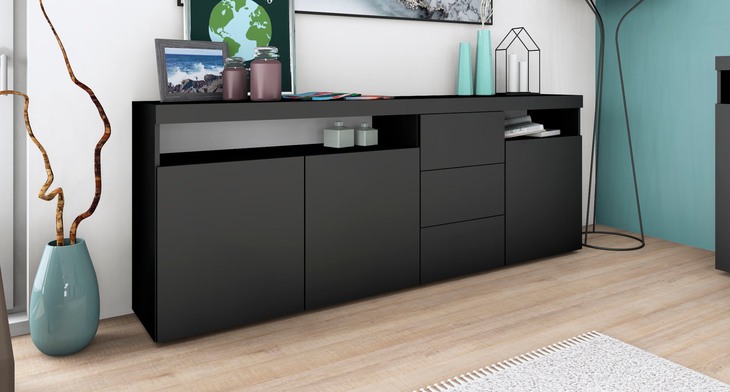 borchardt Möbel Sideboard »Kapstadt« Breite 200 cm mit 3 Schubkästen