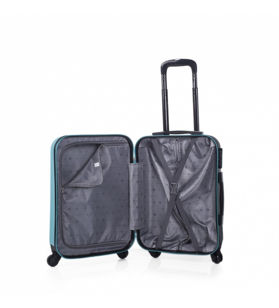 Mala de cabine rígida ITACA para viagens curtas, 4 rodas, modelo 71150, verde - 55x38x20cm -