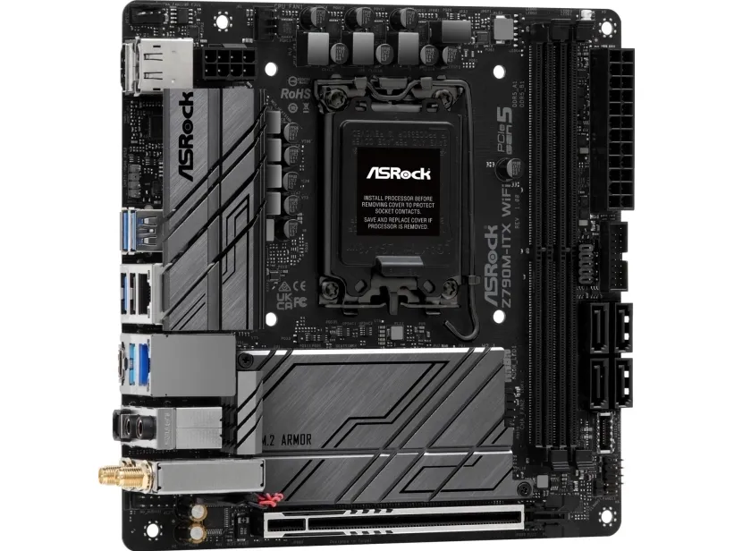 ASRock Z790M-ITX WiFi - Bundkort - mini ITX - LGA1700 sokkel - Z790 Chipset - Bluetooth, 2.5 Gigabit LAN, Wi-Fi 6, Gigabit LAN - onboard grafik (CPU påkrævet) - High Definition Audio (7.1-kanal)