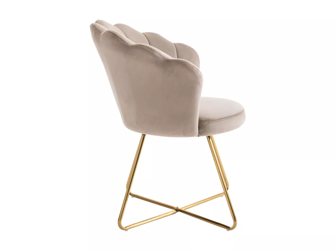Lot de 2 chaises en velours et métal - Beige et doré - FIORI II