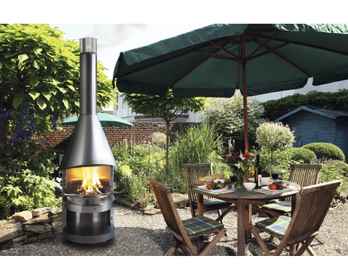 asado® Fuego 70 cm roestvrijstalen zilveren tuinhaard inclusief aslade, grillrooster, plank