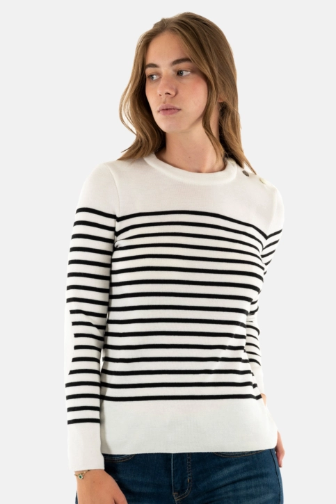 Pull hiver saint james bregancon t0 blanc/noir