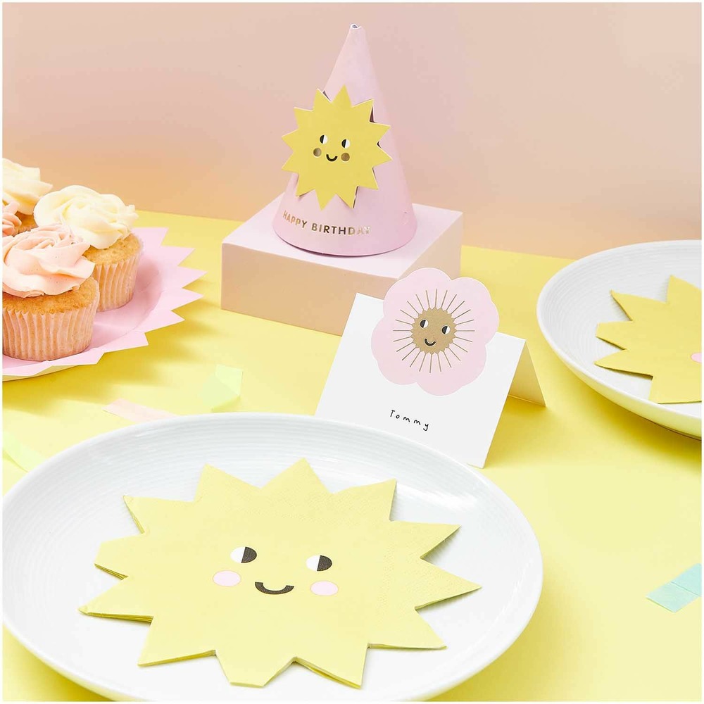 40 serviettes en papier soleil + fleur