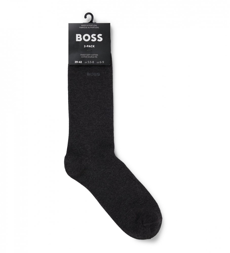 Pacote com 2 pares de meias cinza-escuras da BOSS