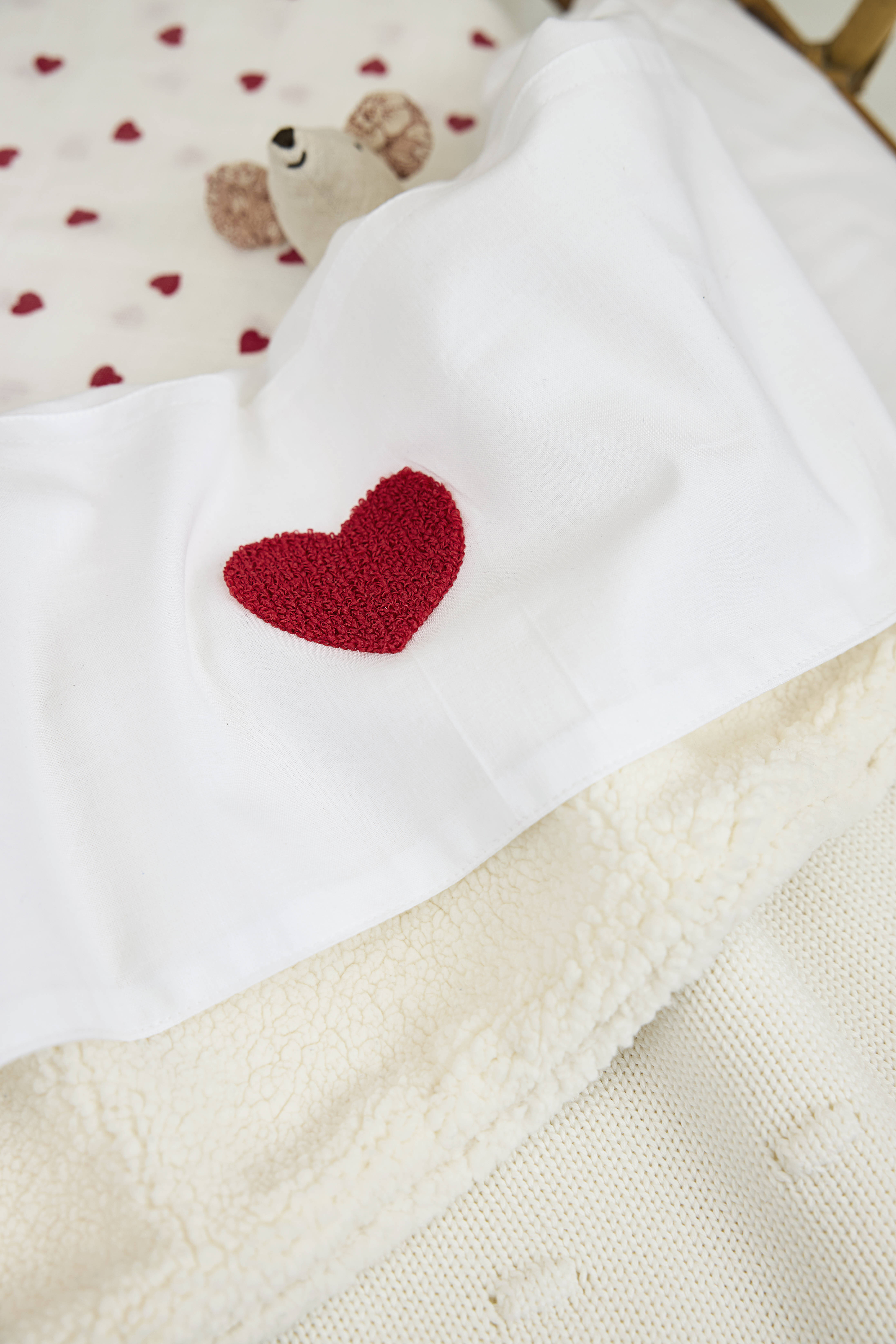 Meyco ledikantlaken Sweet Heart wit/rood