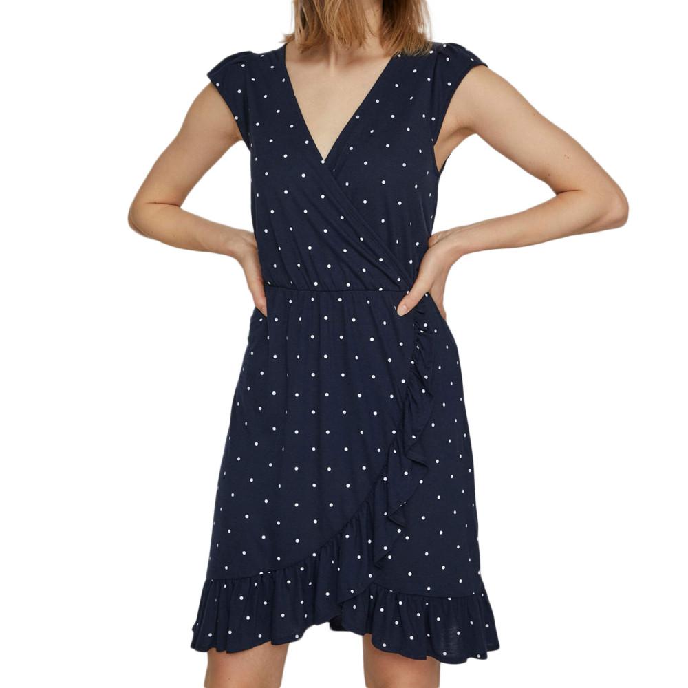 Vila Robe Marine/Pois à volants Femme Vila Mooney