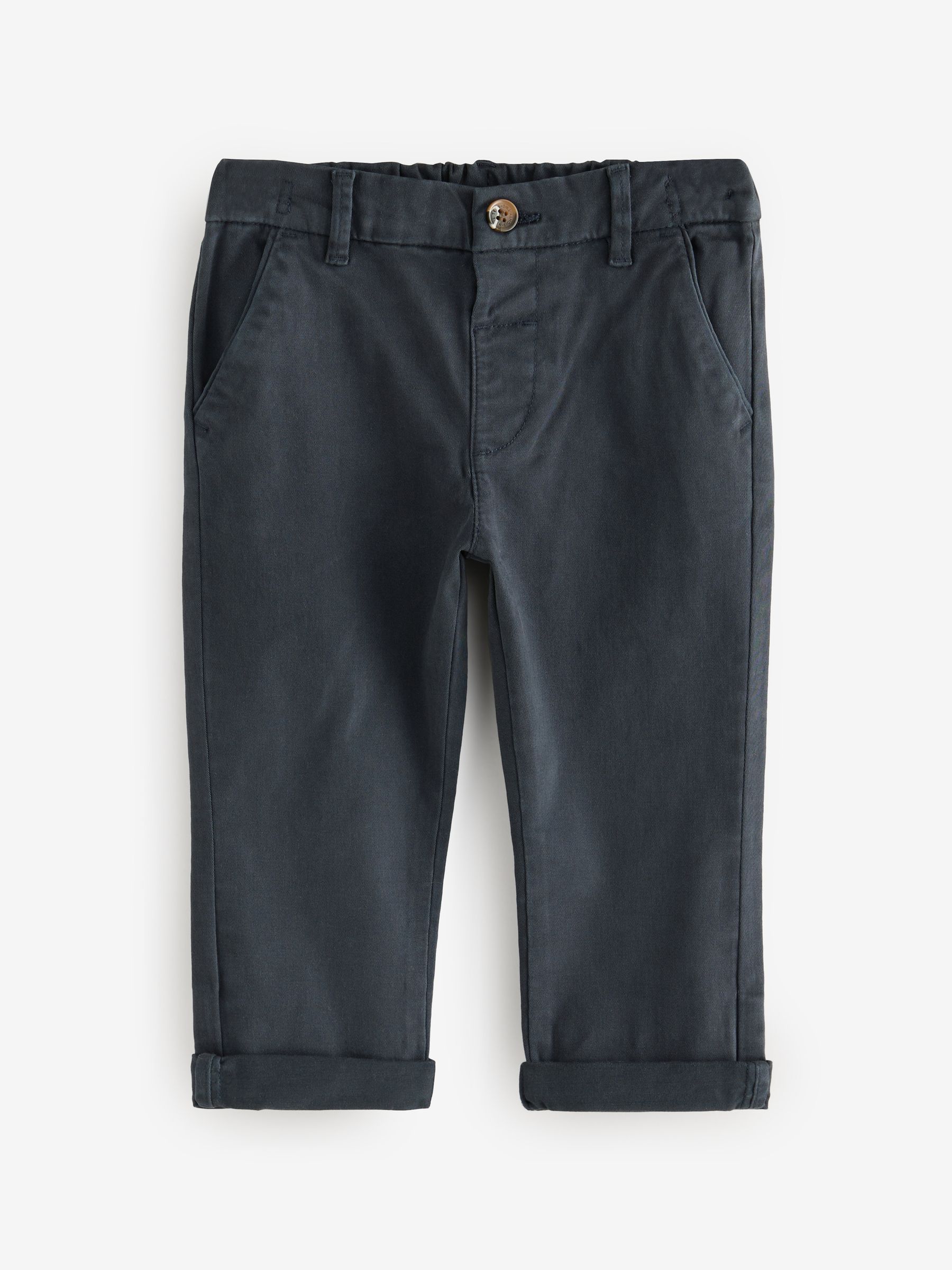 Marineblauw/kiezelkleurig - Verpakking van 2 stretchy chinobroeken (3 mnd-7 jr)