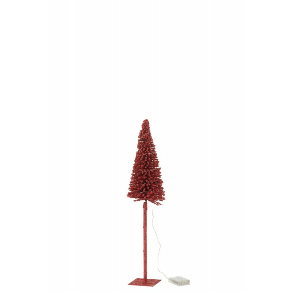 Arbre avec led en plastique rouge 13x13x58 cm h58