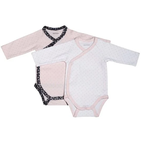 Miss Fleur de Lune lot de 2 bodies   Blanc Rose        de               Sauthon Baby's Sweet Home