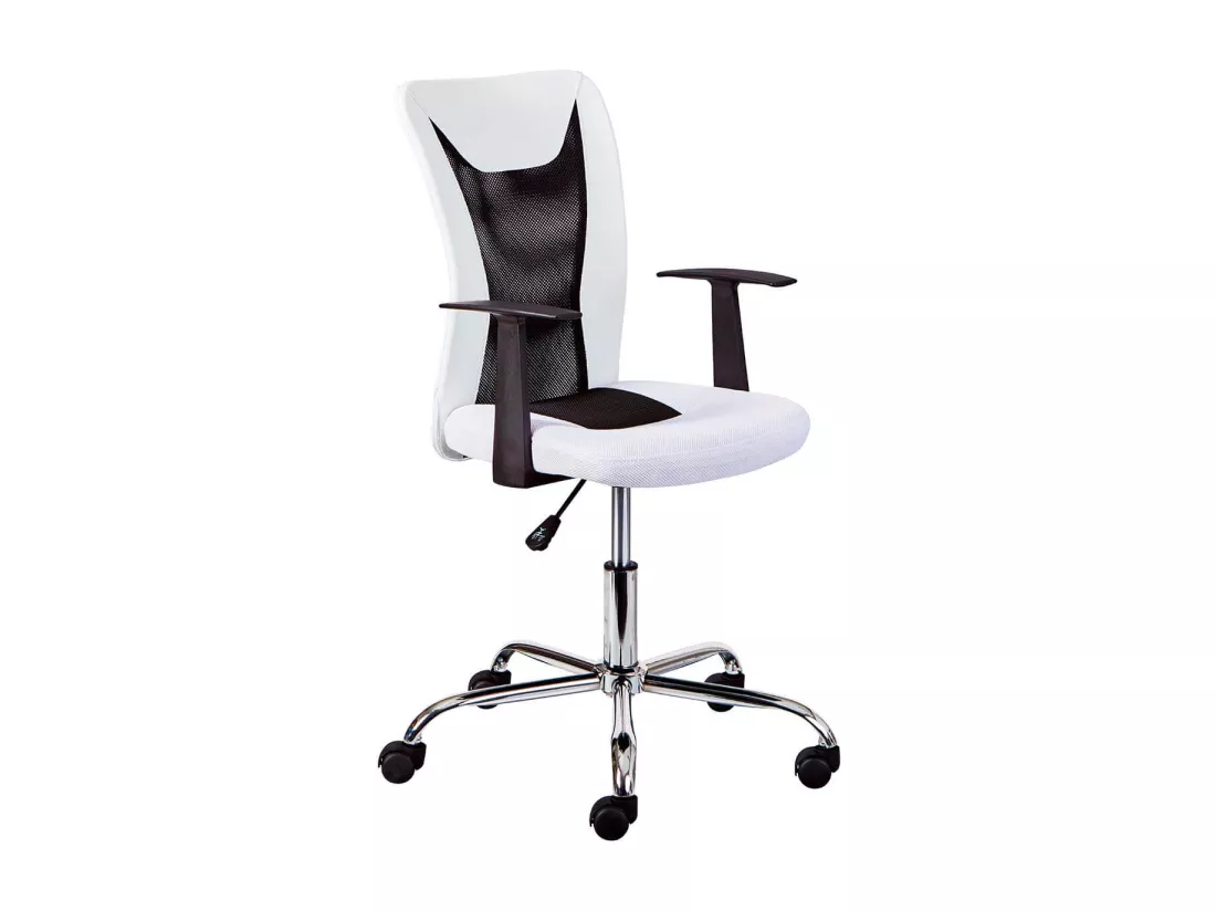 DEANA - Fauteuil de Bureau sur Roulettes Blanc et Noir
