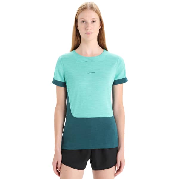 T-shirt randonnée ICEBREAKER MERINO W ZONEKNIT SS TEE FRESH HTHR/GREEN GLORY/CB