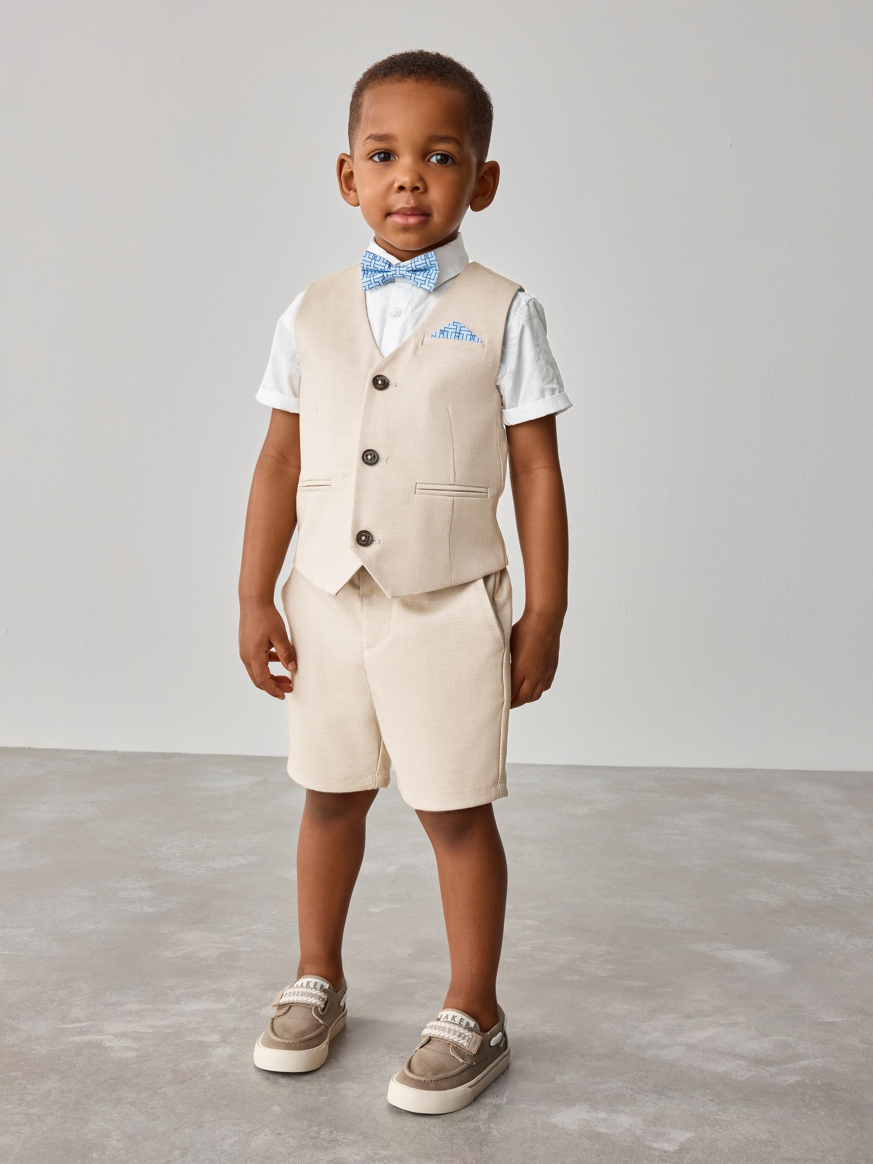 Pastelgeel - Baker By Ted Baker set van overhemd, gilet en short