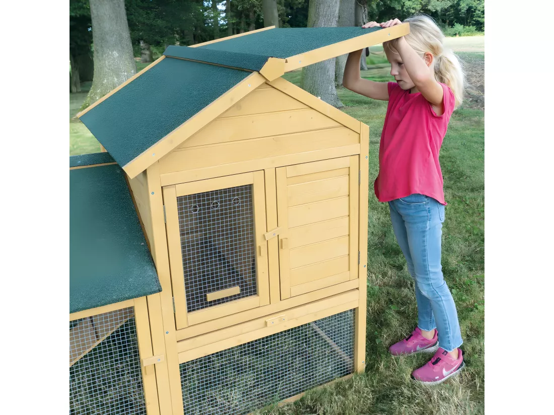 Cage Clapier Enclos lapin Extérieur en bois Haute Qualité pour lapins petits animaux- Modèle : 035 Ranch 152 x 98 x 118 cm