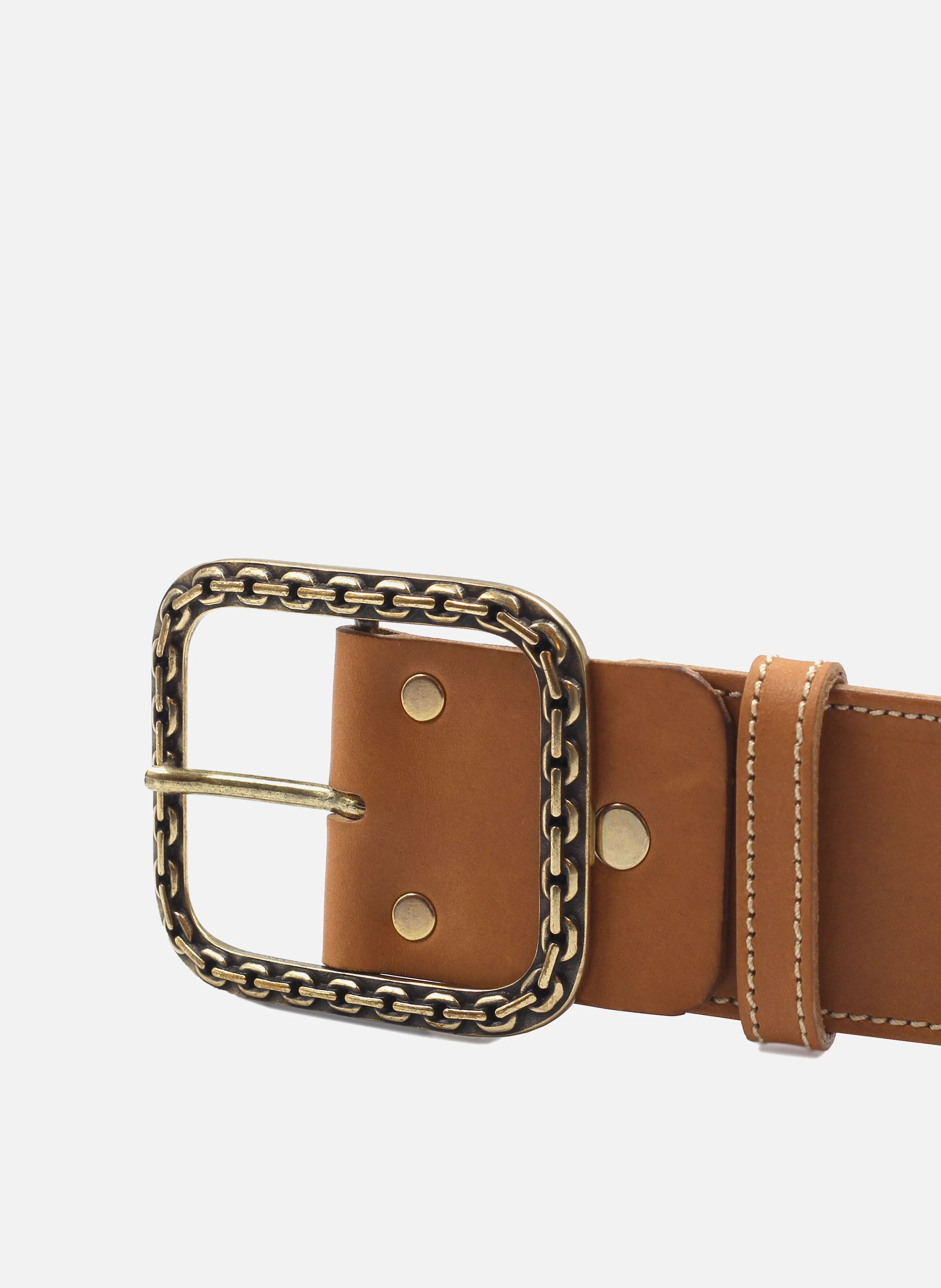 Ceinture bijou cuir lisse | Marron
