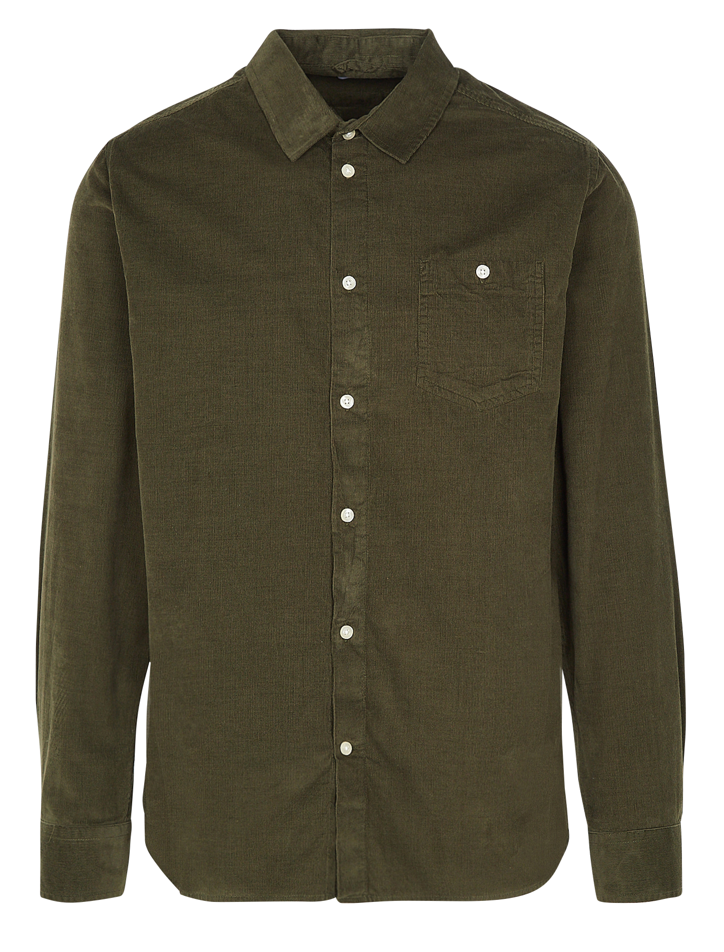 Chemise col classsique slim-fit en velours | Vert