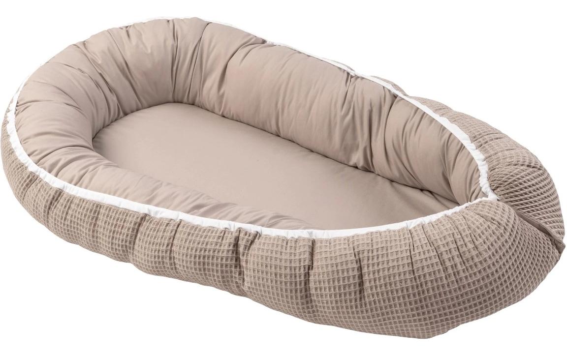 Babynest Waffel Uni Sand 55 x 95 cmKuschelnest für Babys