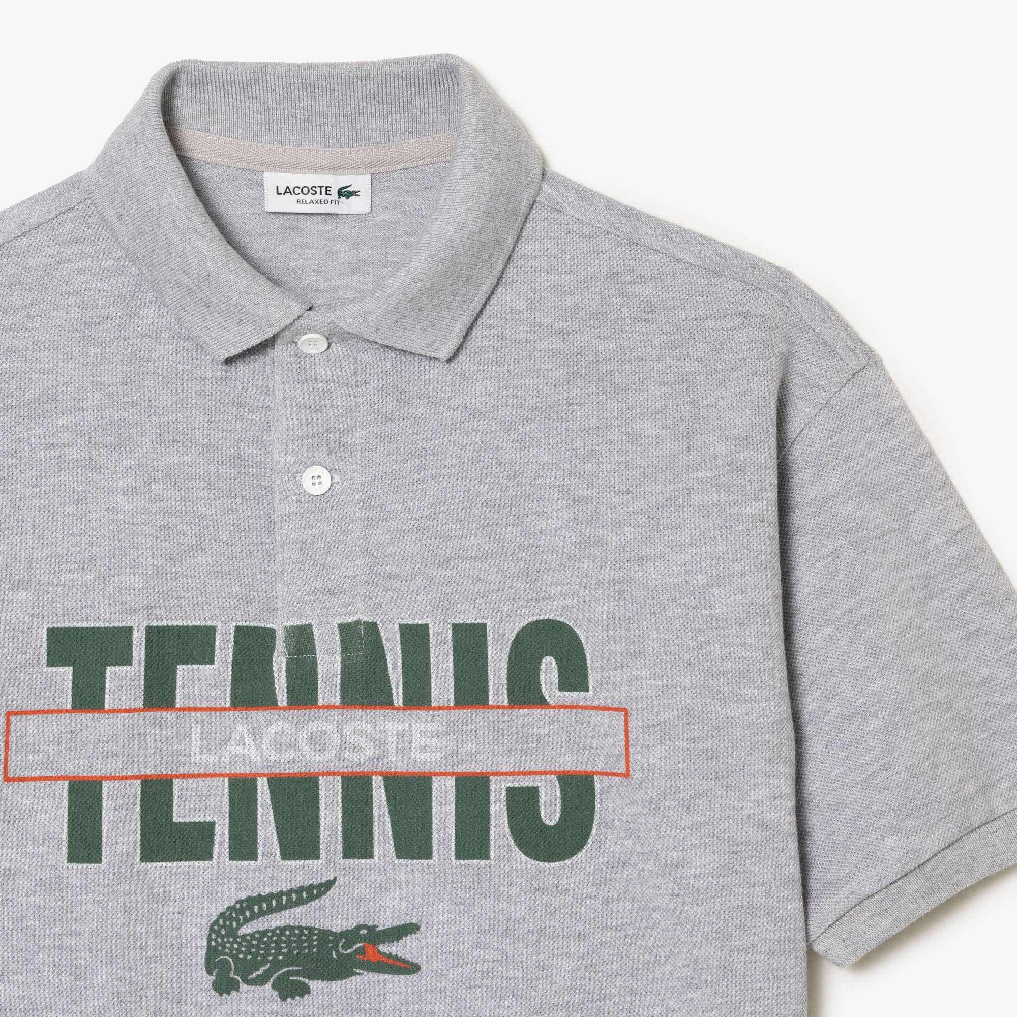 Polo imprimé avec inscriptions en petit piqué Polos - Gris - Lacoste - Enfant