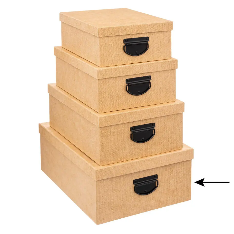 5Five Opbergdoos/box - goudgeel - L39xB30xH16 cm - Stevig karton