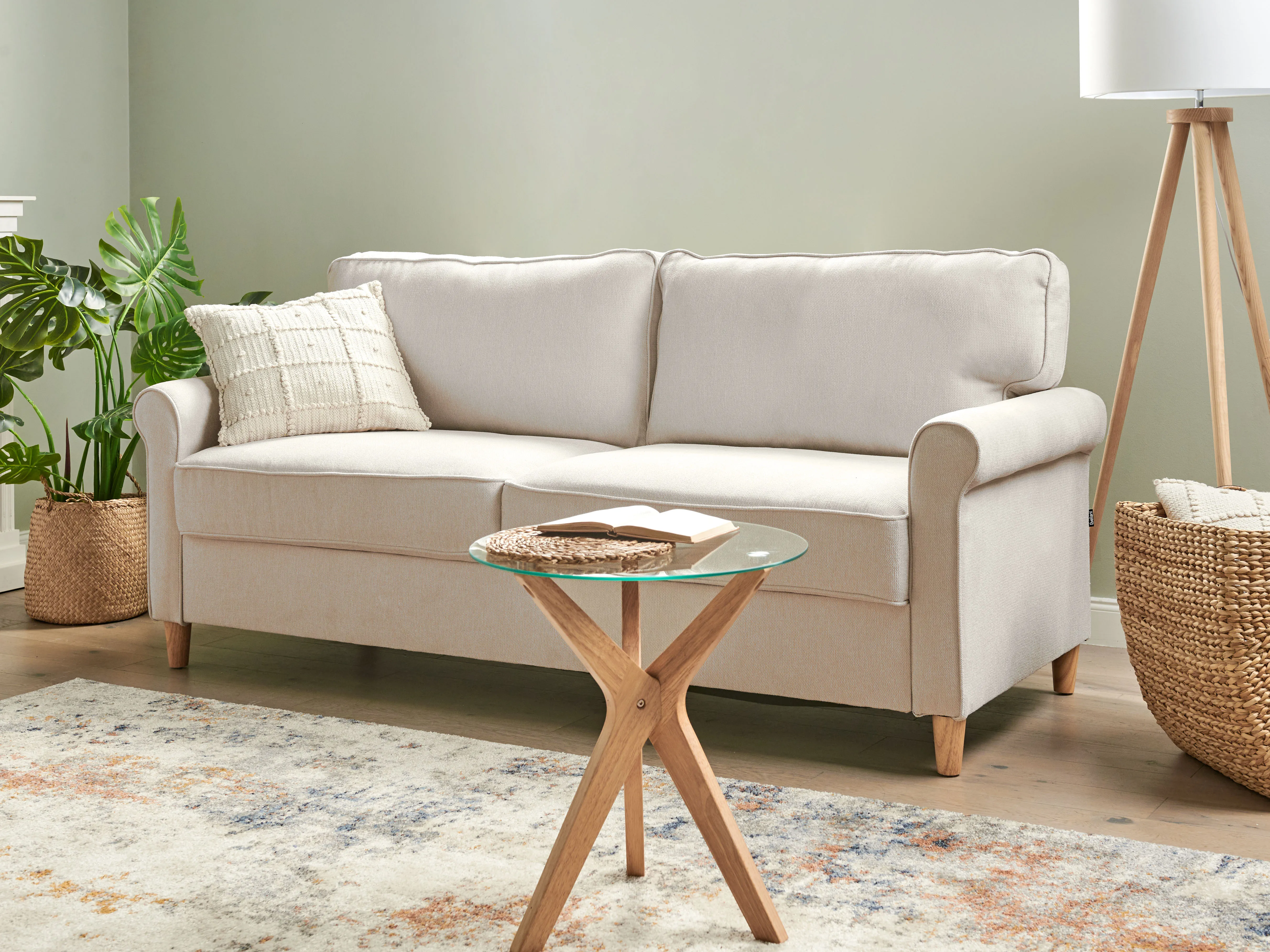 Bank 3-zits RONNEBY Stof Beige
