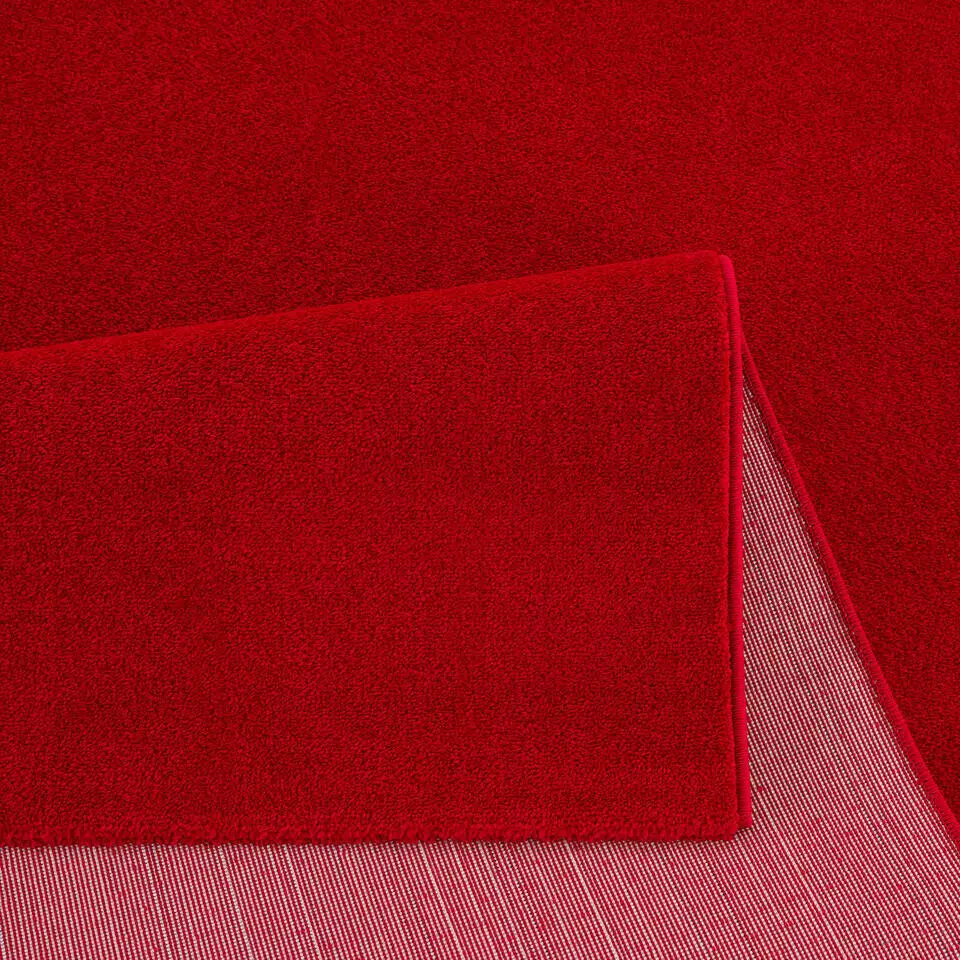 Uni Effen Laagpolig Vloerkleed Modern Rood - 140x200 CM