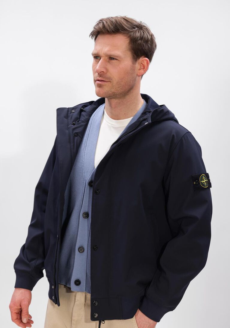 donkerblauwe stone island jack short parka s0a22