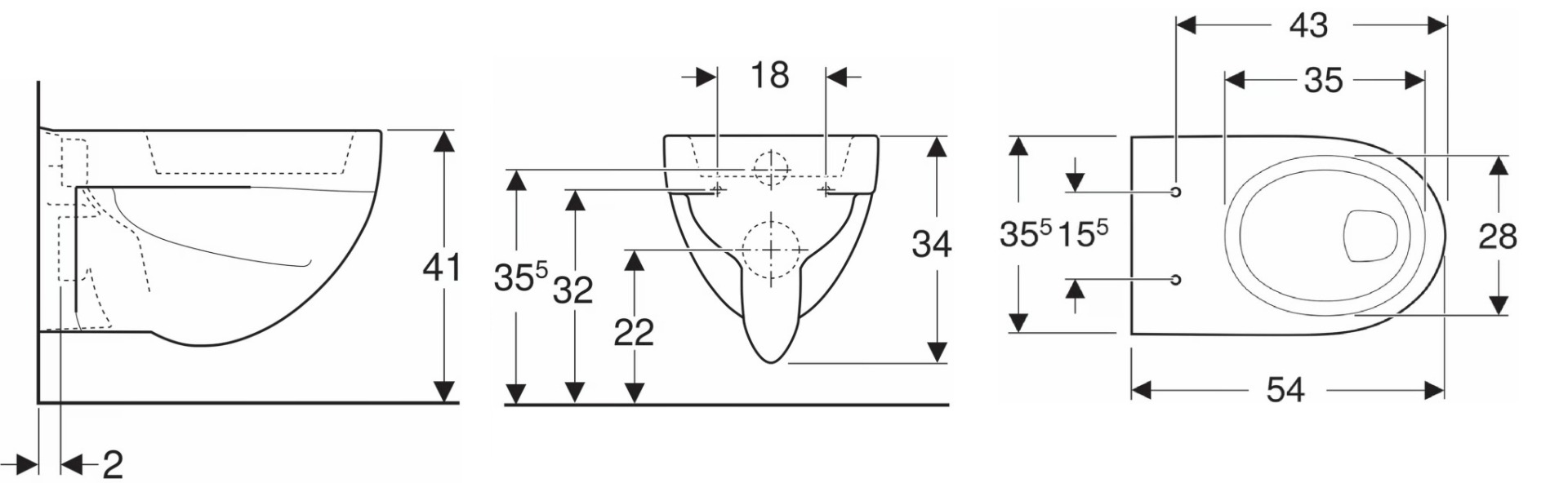 Geberit Renova hangend toilet vlakspoel wit glans