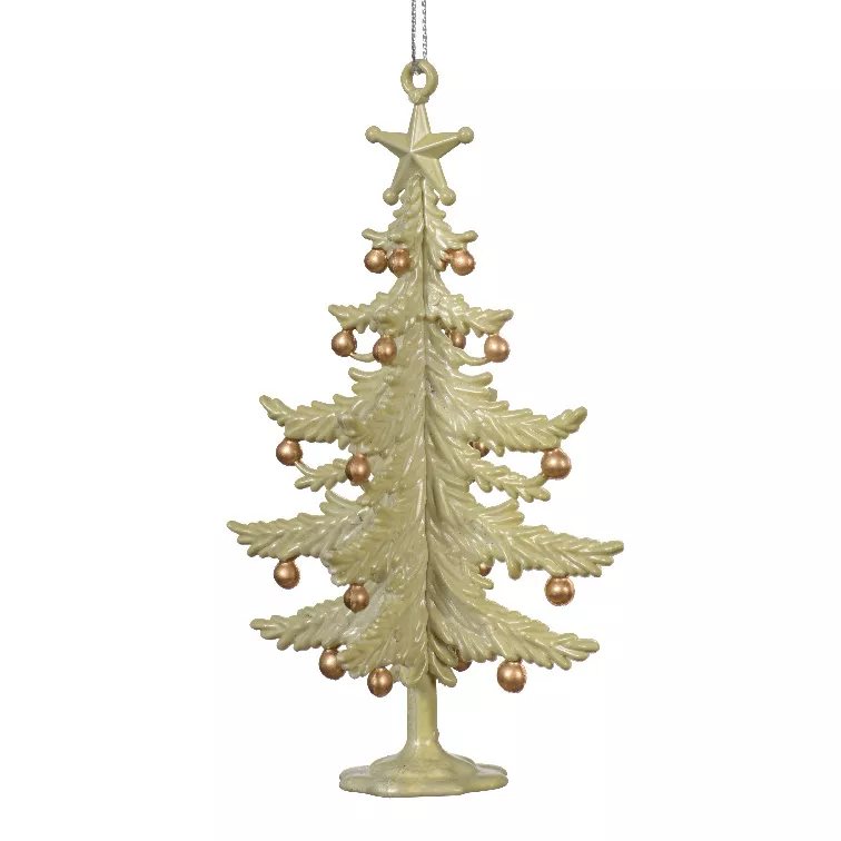 Sapin à suspendre (H13 cm) Clochettes festives Menthe blanche