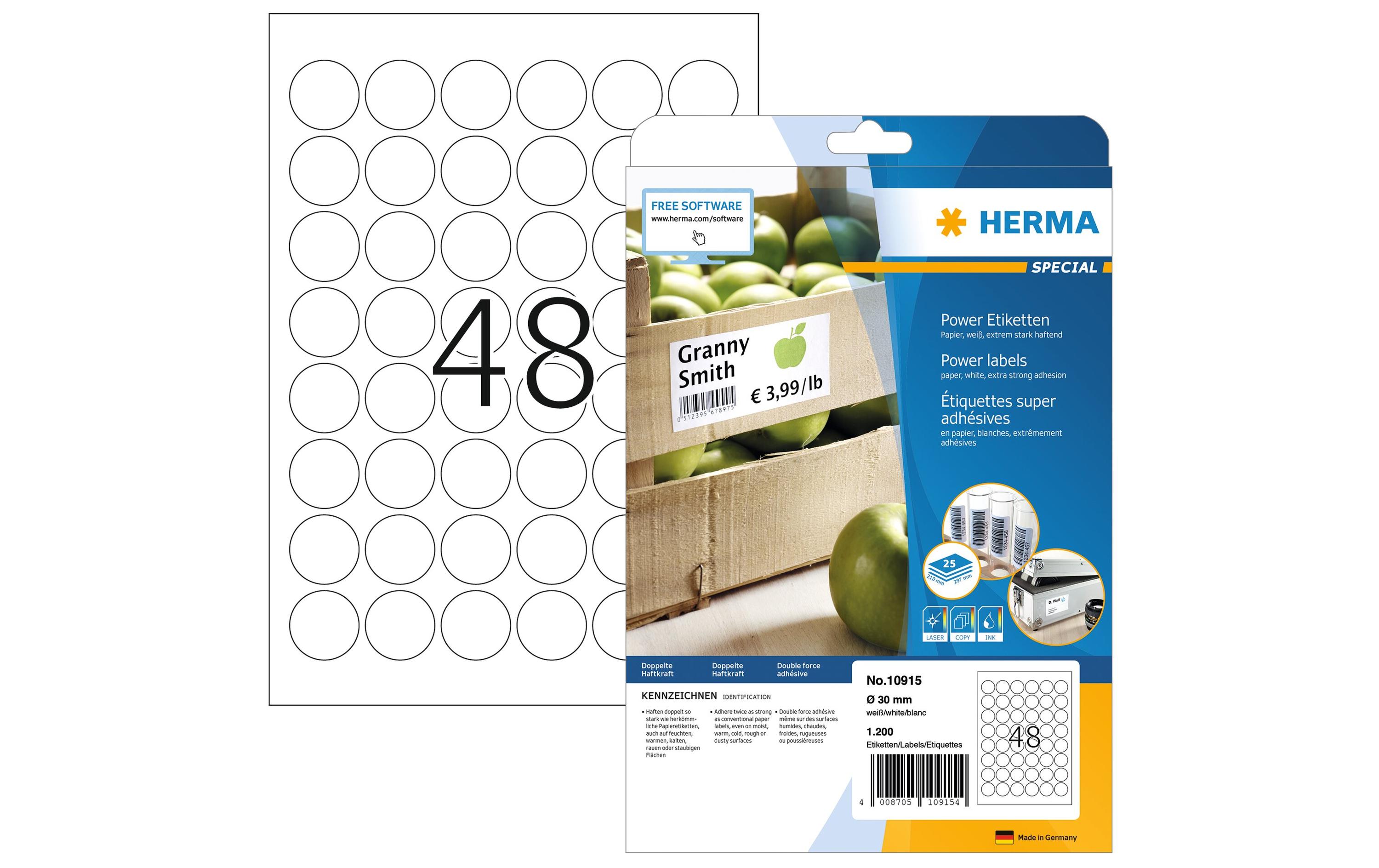 Universal-Etiketten Power 10915 30 mmPower-Etiketten