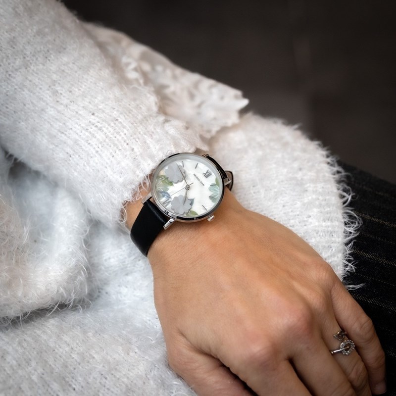 Coffret montre Femme M. JOHN bracelet Cuir Noir