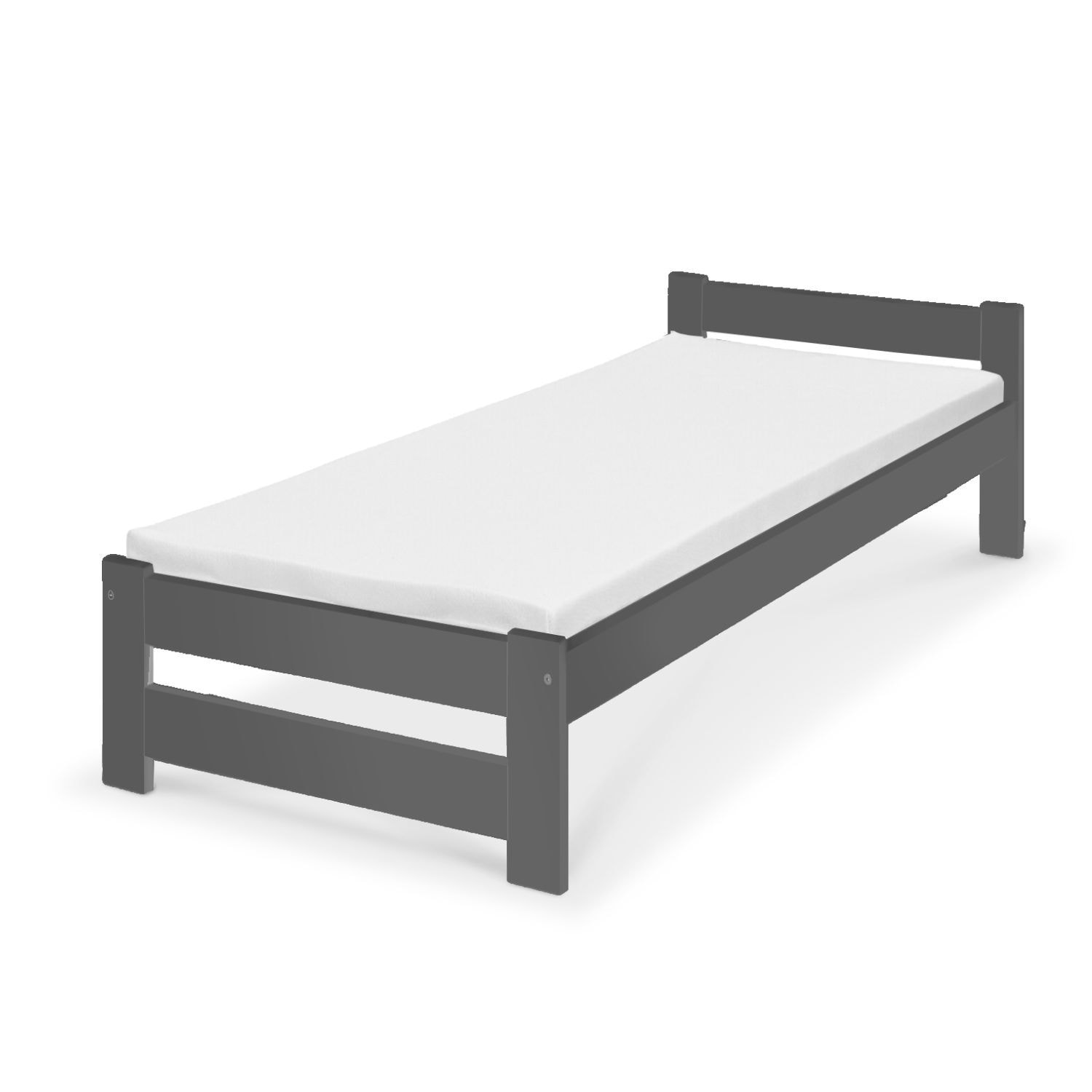 Coemo Bett Classico Holzbett Bettgestell Lattenrost Massivholz Kiefer 100x200cm anthrazit