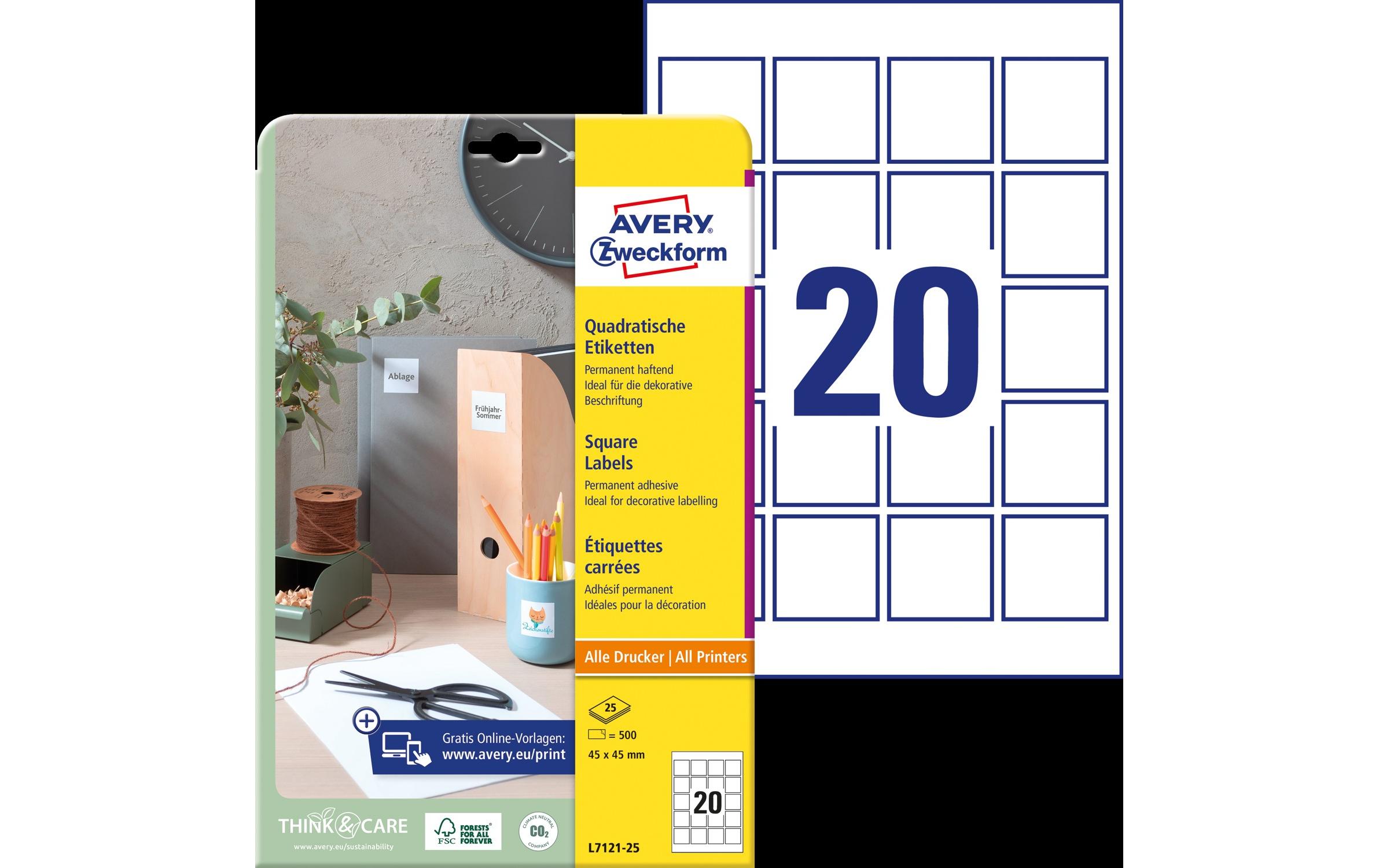 QR Code Etiketten 45 x 45 mm, 25 BlattQuadratische Etiketten