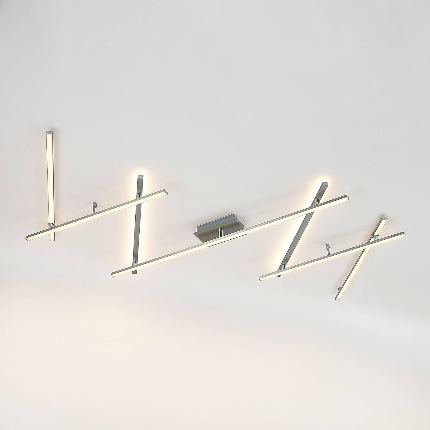 Lindby LED Deckenleuchte Kerem dimmbar (Modern) in Alu aus Metall (1 flammig,) - Lampe Deckenlampe Wohnzimmerleuchte